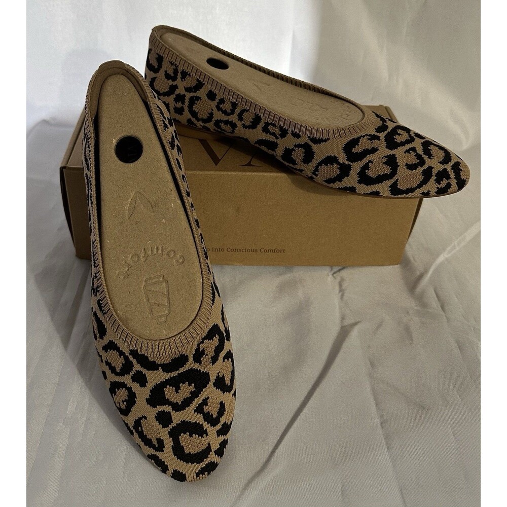 Leopard Knit Ballet Flats - Tan/Black- Vivaia brand